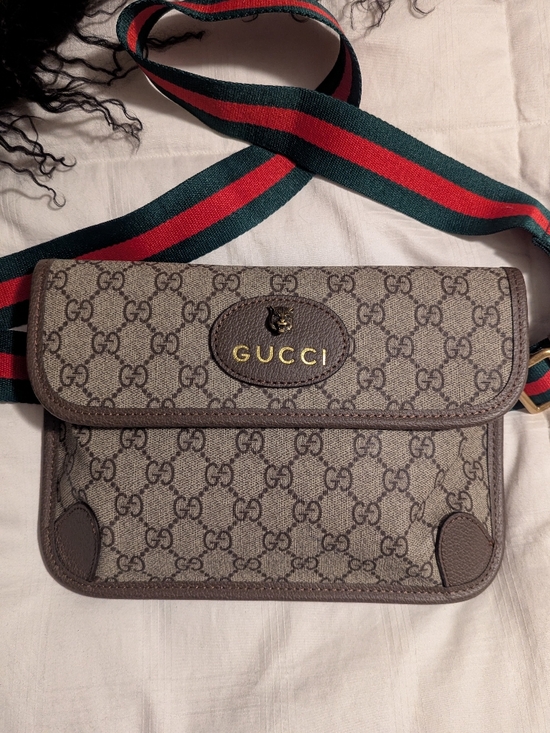 None Other - GG Supreme Monogram Belt Bag with Signature Web Strap